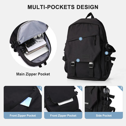 multi pocket school backpack with laptop compartment