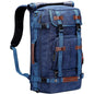 navy blue canvas travel backpack with multifunctional carrying design
