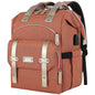 orange travel diaper backpack with organizer pockets