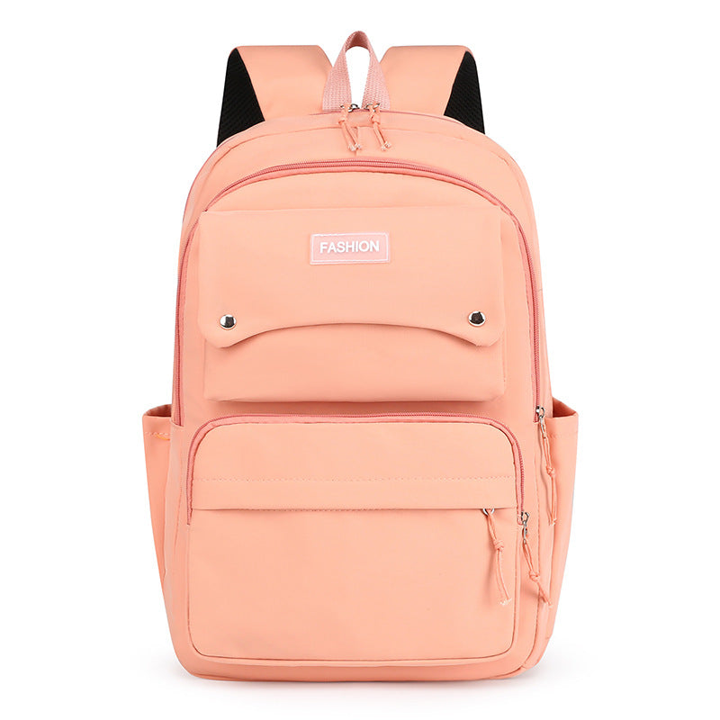 orange school backpack for girls with lightweight nylon construction