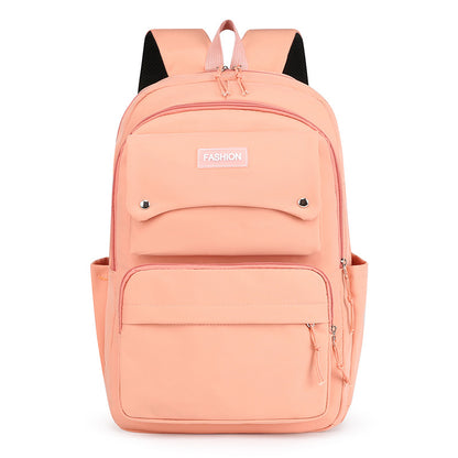 orange school backpack for girls with lightweight nylon construction