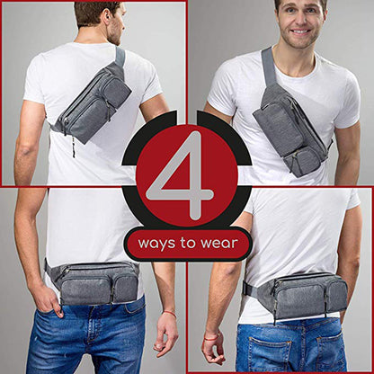 gray polyester waterproof outdoor waist bag,custom,model display