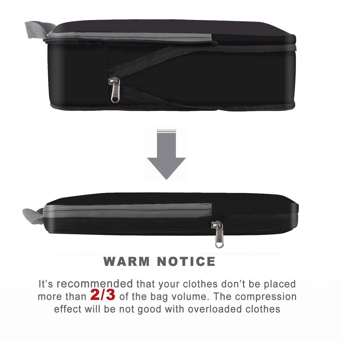 black nylon waterproof fanlosn packing cubes set,custom,detail 02