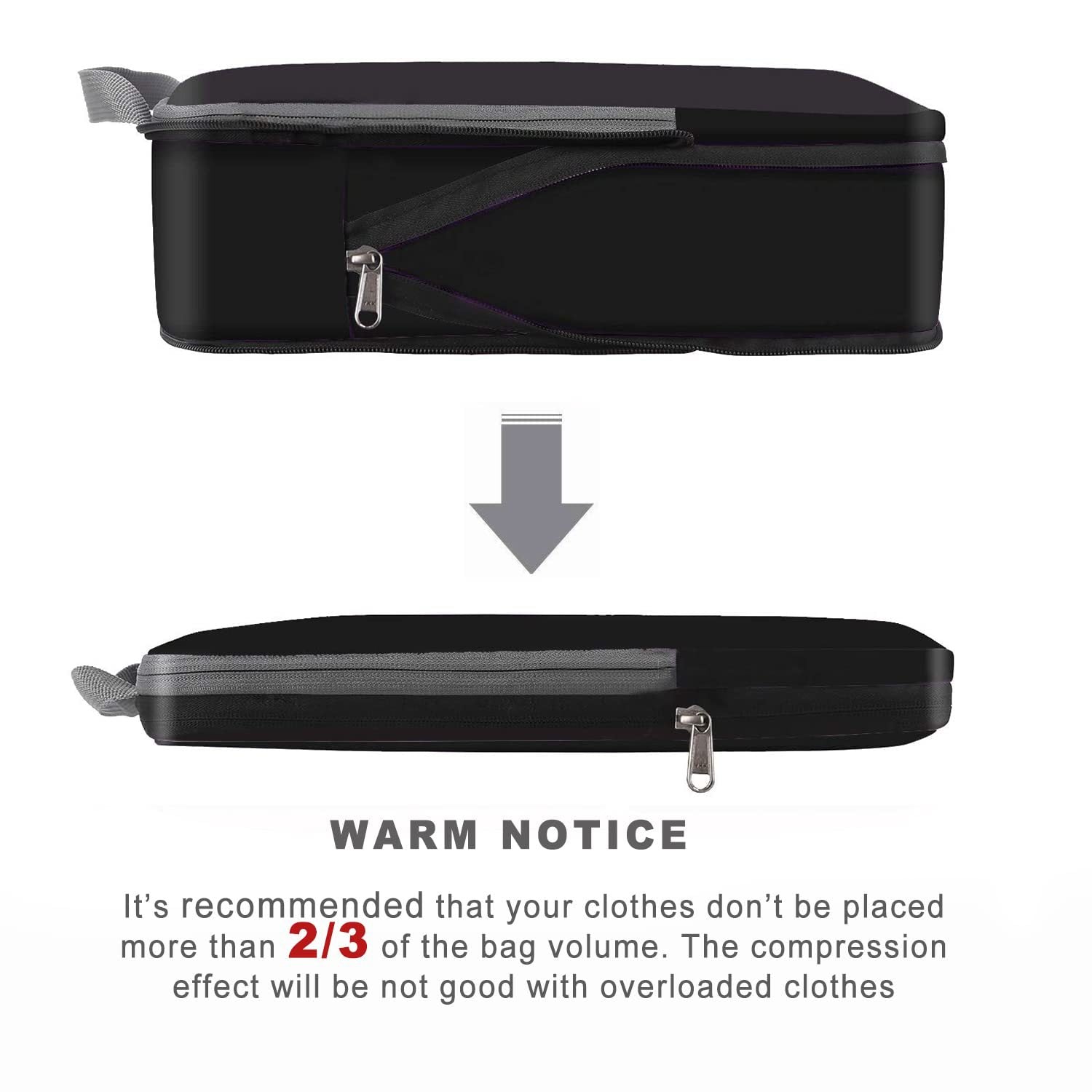 black nylon waterproof fanlosn packing cubes set,custom,detail 02