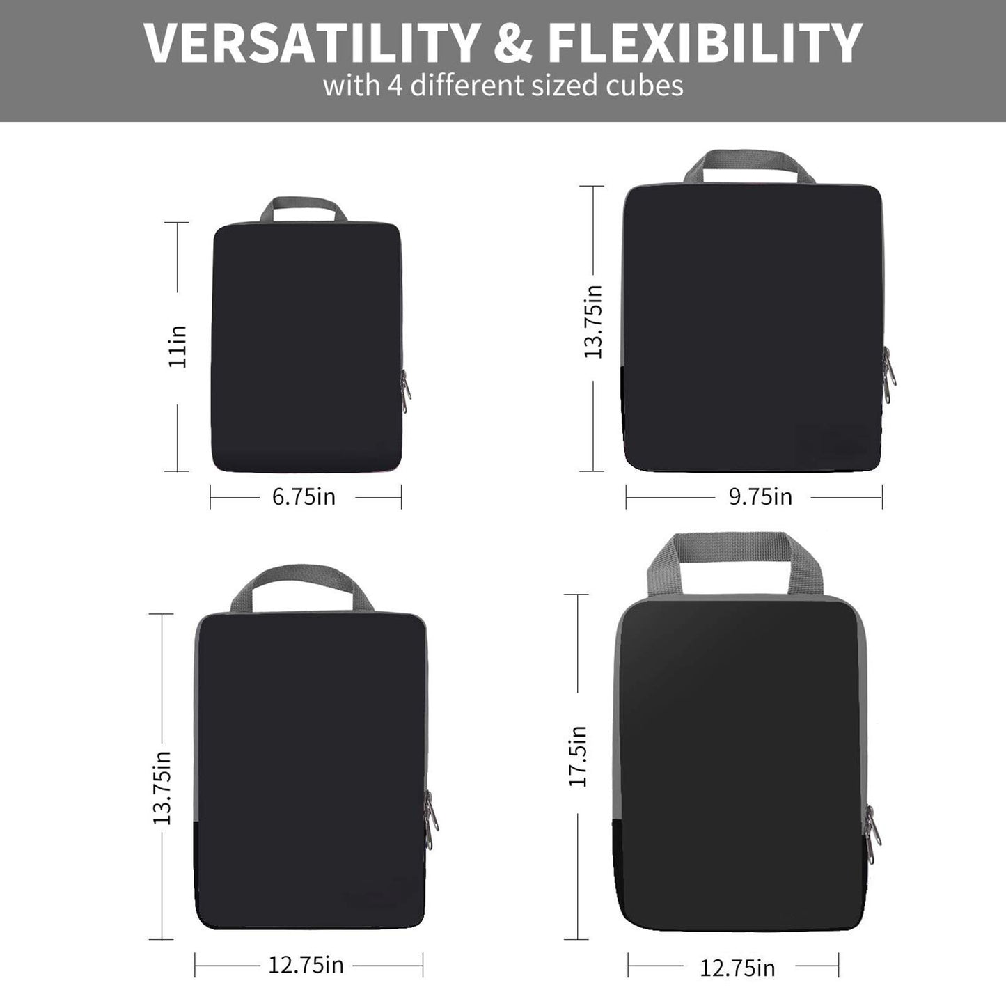 black nylon waterproof fanlosn packing cubes set,custom,dimensions