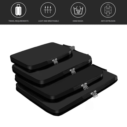 black nylon waterproof fanlosn packing cubes set,custom,front 02