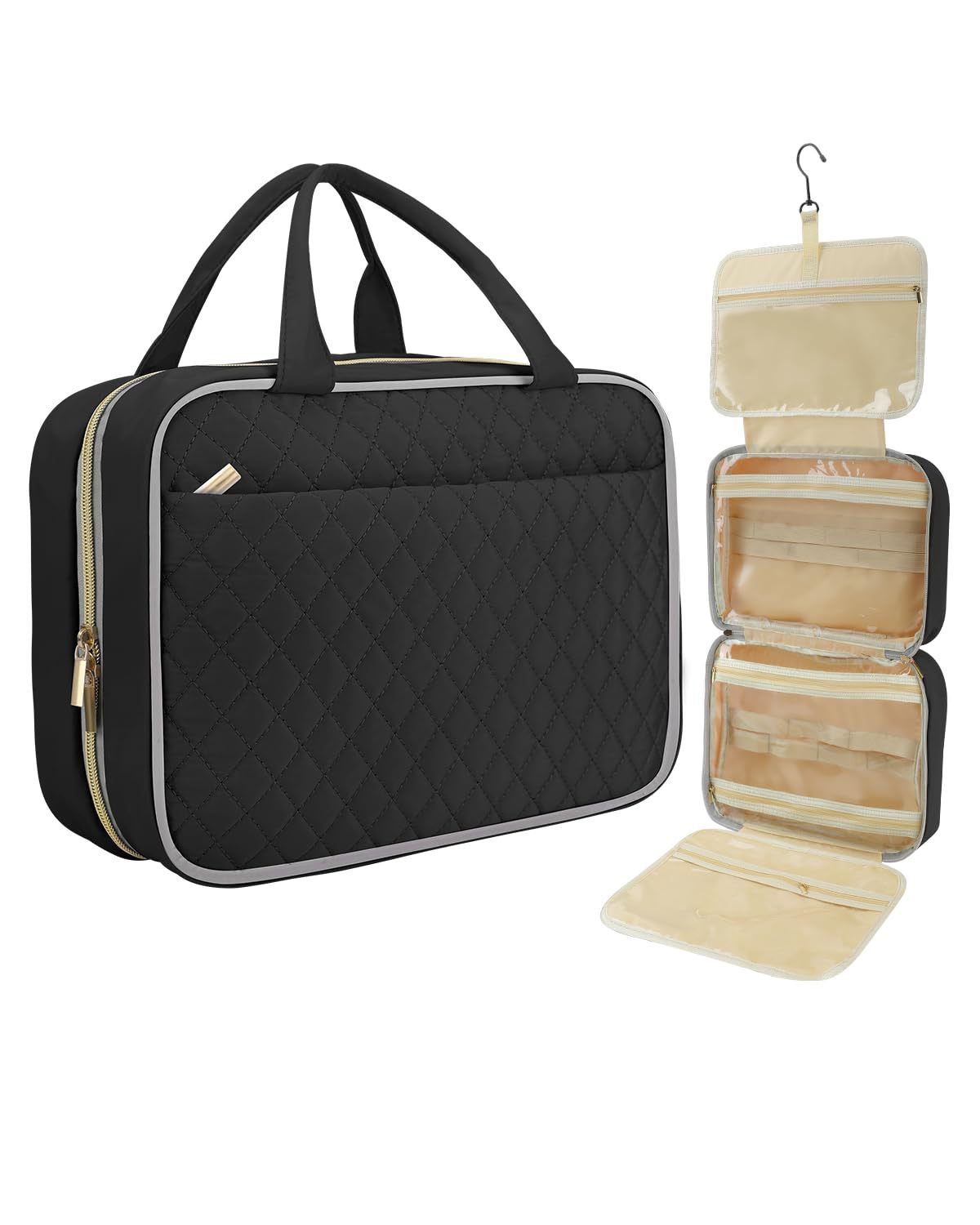 personalized cosmetic bag available in black colors