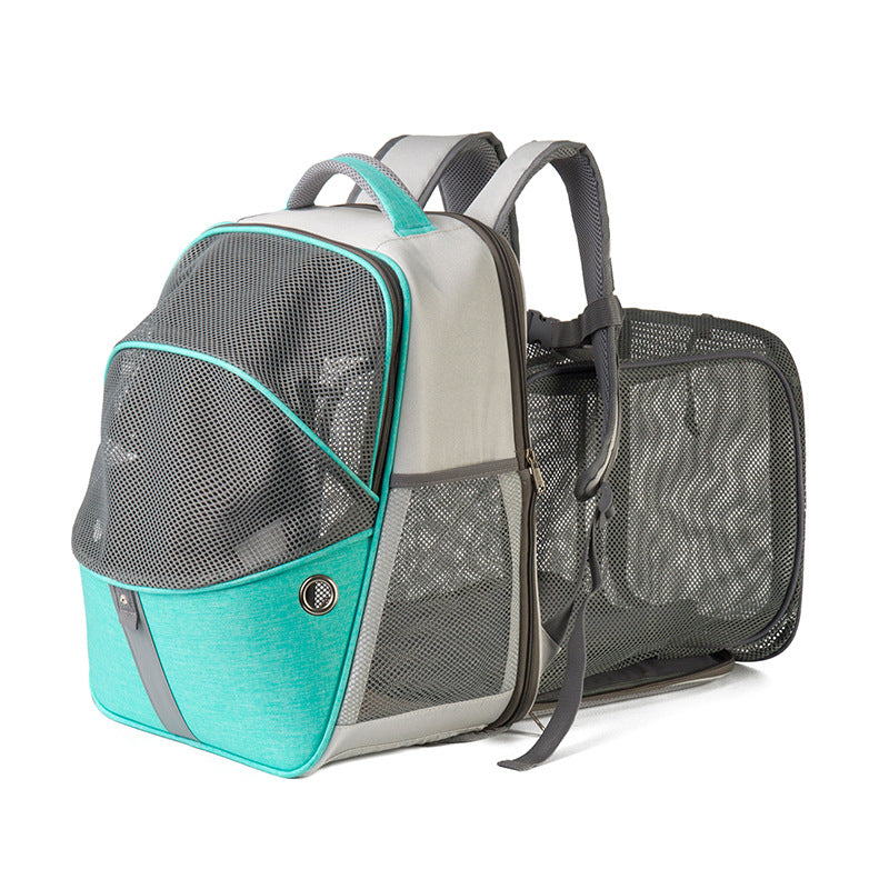 blue pet backpack can be expanded,custom,side 02