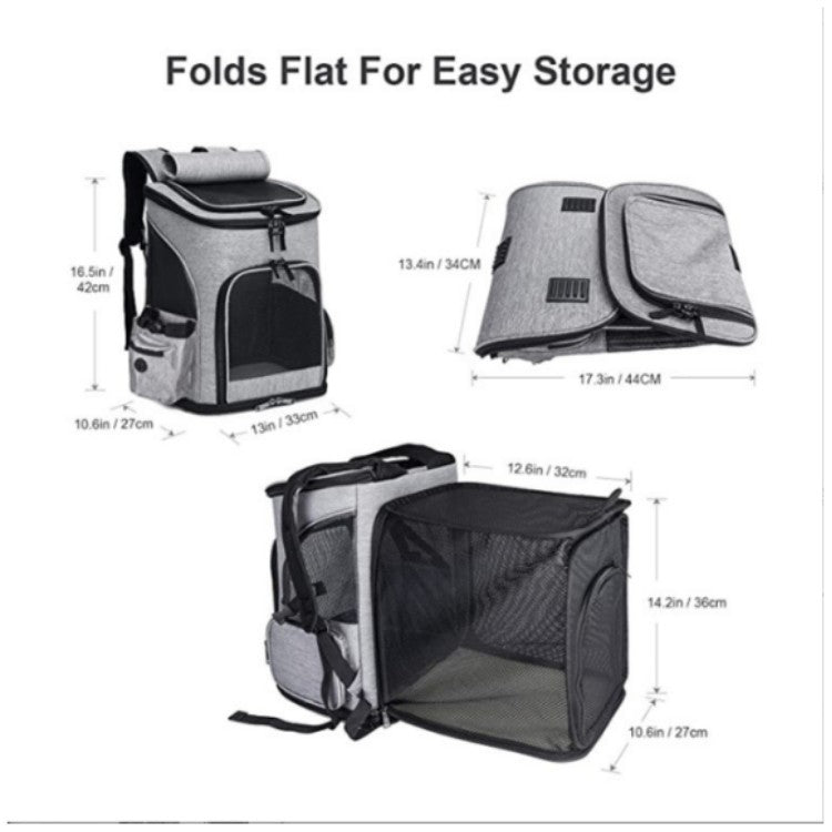 gray fanlosn foldable pet backpack,custom,dimensions