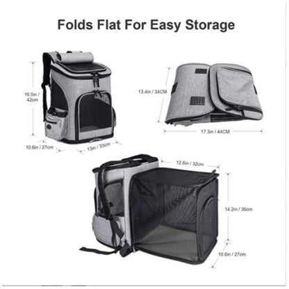 gray fanlosn foldable pet backpack,custom,dimensions