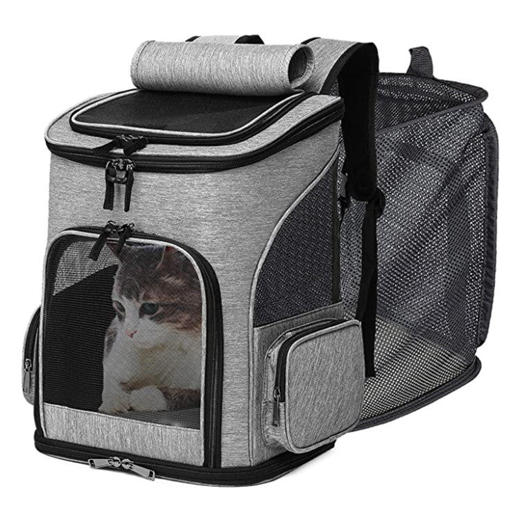 gray polyester foldable pet backpack,custom,front