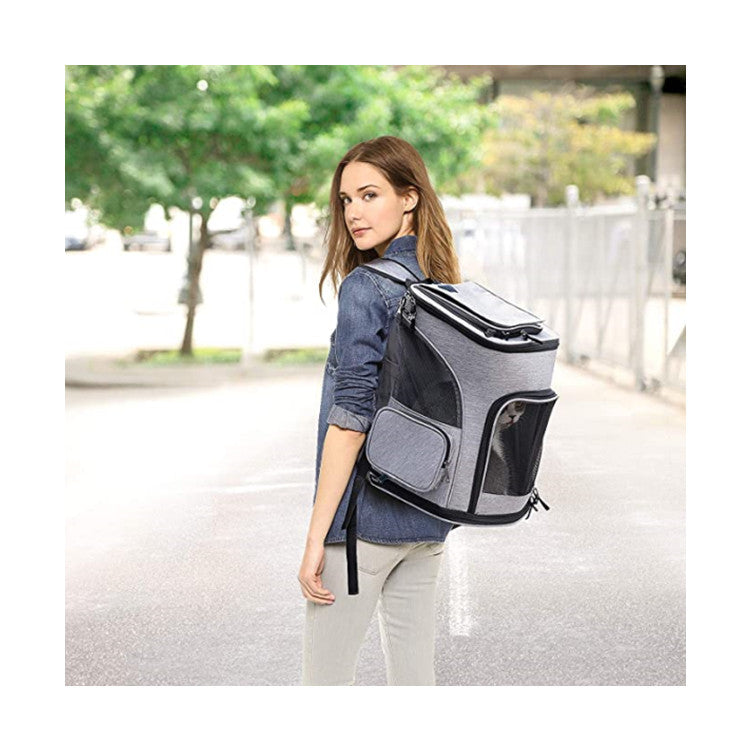 gray polyester foldable pet backpack,custom,model display