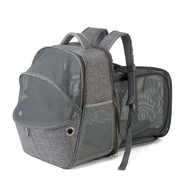 gray pet backpack can be expanded,custom,side