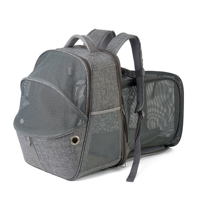 gray pet backpack can be expanded,custom,side