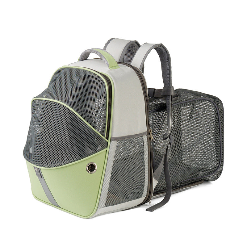 green pet backpack can be expanded,custom,side 02