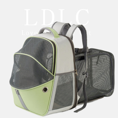 green pet backpack can be expanded,custom,side