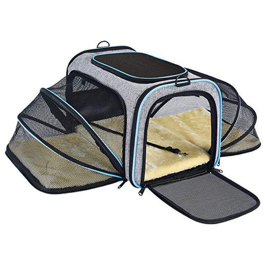 gray expandable pet carrier,custom,front