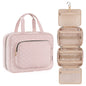 pink custom toiletry bag with hanging design for travel organization