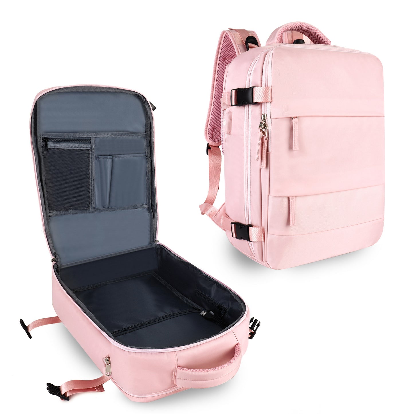 pink custom travel laptop backpack with large storage