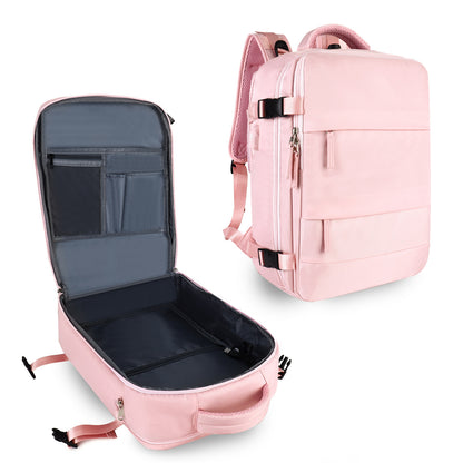 pink custom travel laptop backpack with large storage