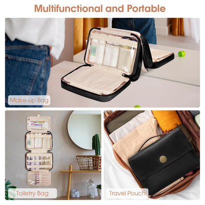 portable cosmetic organizer used as makeup bag and toiletry pouch