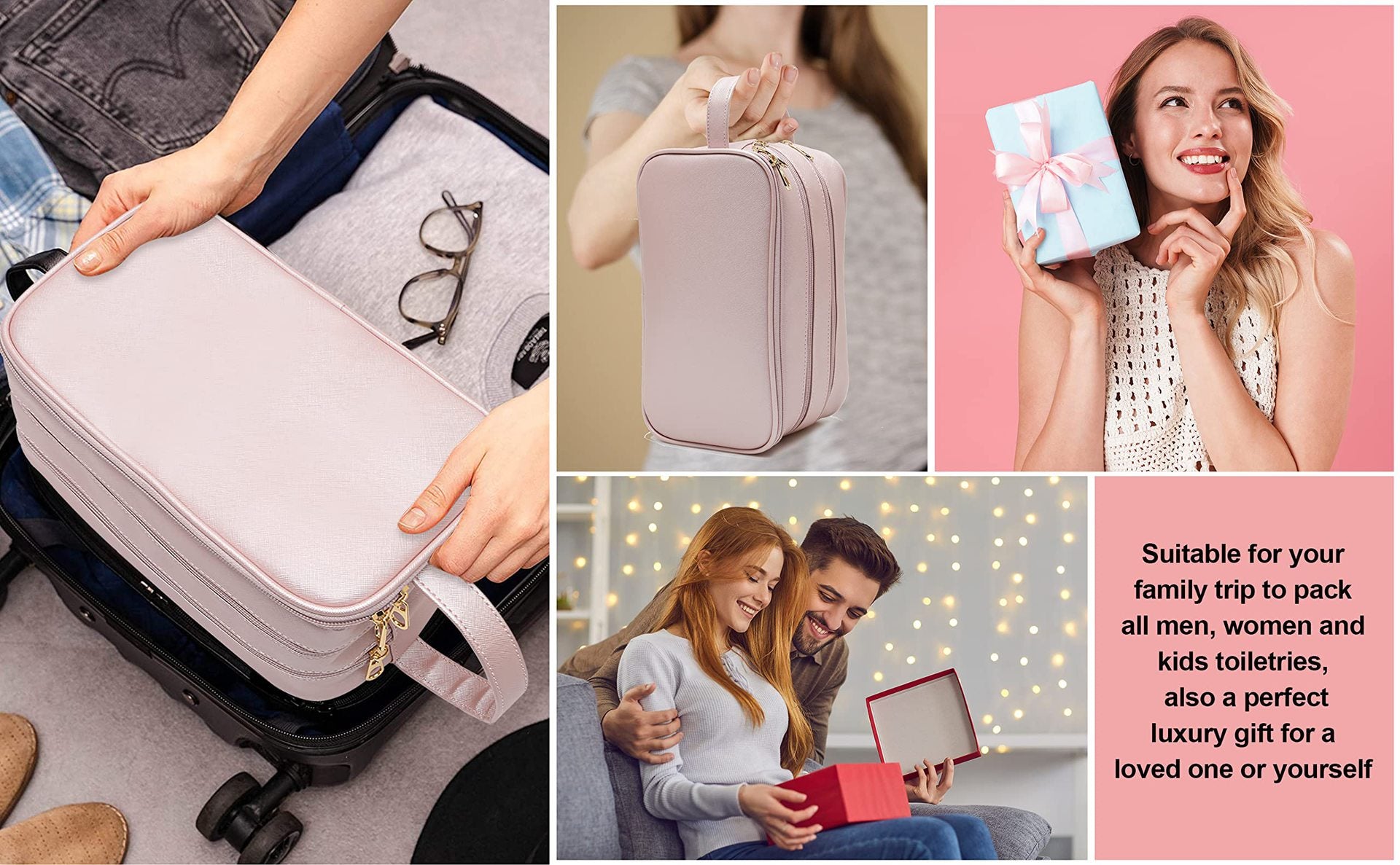 portable handle travel toiletry bag for easy carrying