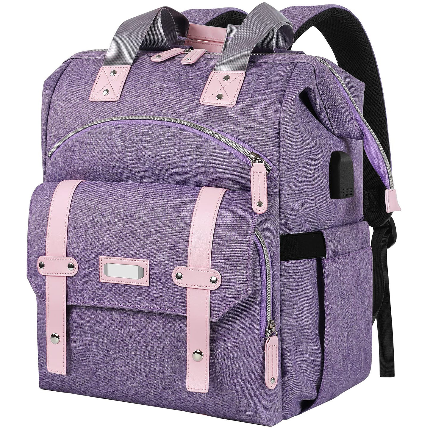 purple waterproof diaper backpack for moms