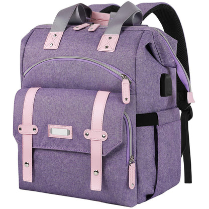 purple waterproof diaper backpack for moms