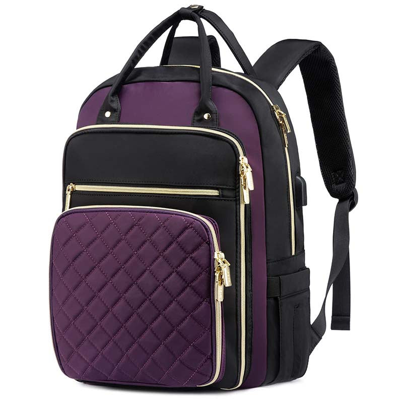 purple women's work backpack for laptop and travel