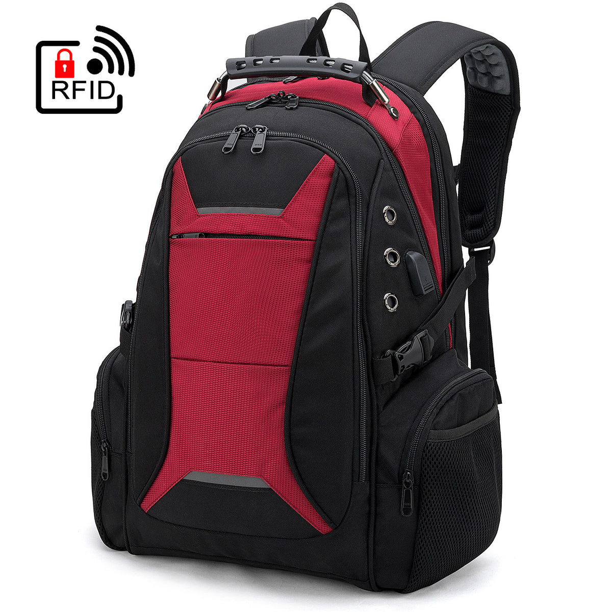red custom business laptop backpack