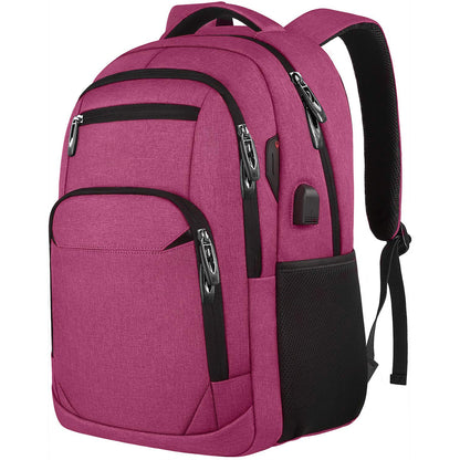 rose red laptop backpack for women with organized compartments