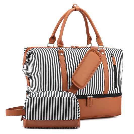 custom black with white waterproof shoulder duffel bag,women,front