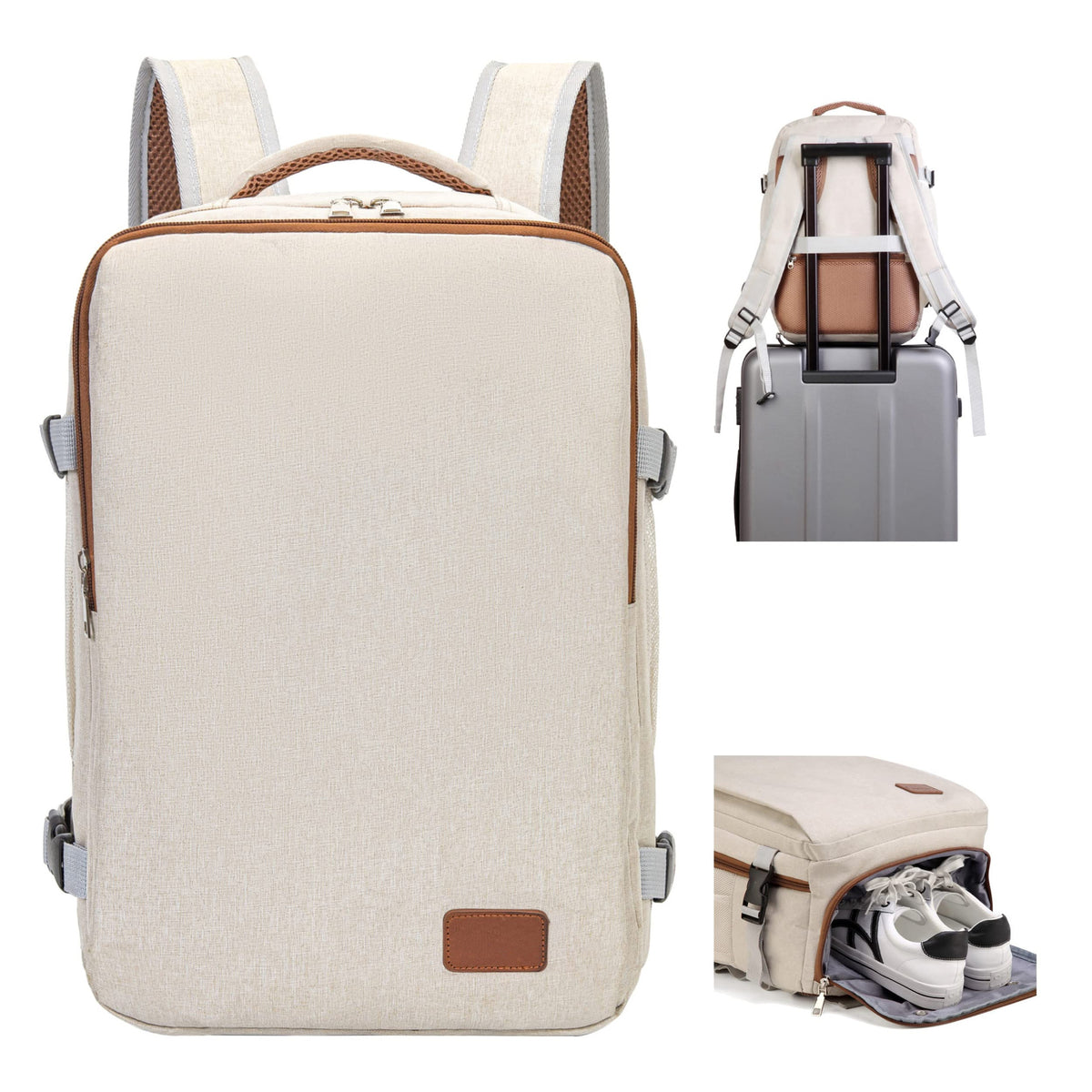 small size light brown laptop backpack for school and travel