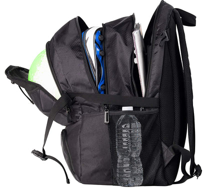 soccer ball holder backpack with separate sports storage compartment