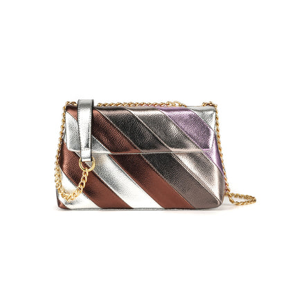 silver fanlosn geometric square crossbody bag,custom,front