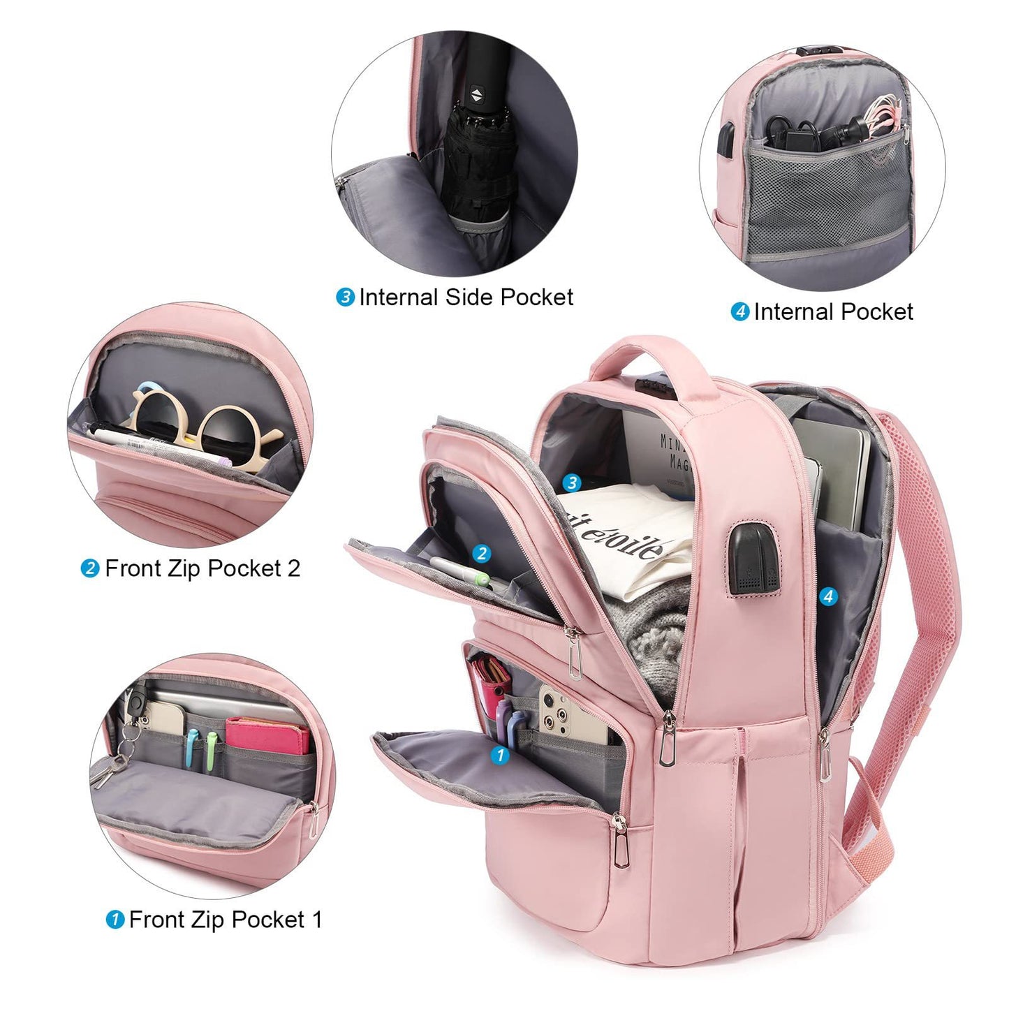 pink polyester fanlosn gril student school backpack,custom,detail