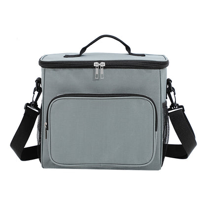 gray ice pack thermal lunch bag,large capacity,front