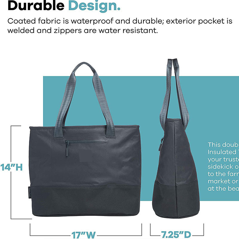 black thick oxford insulated lunch tote bag,custom,dimensions