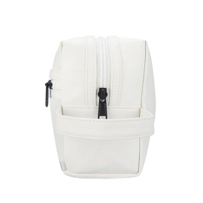 white waterproof cosmetic bag side view for custom wholesale orders