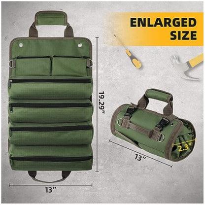 green polyester fanlosn roll up tool bag,custom,dimensions