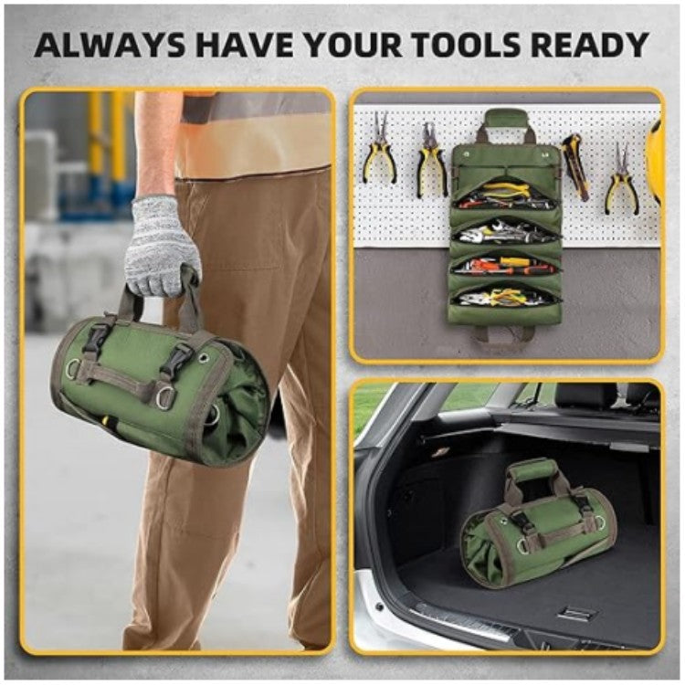 green polyester fanlosn roll up tool bag,custom,model display