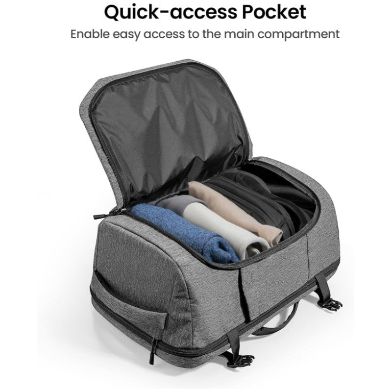 travel backpack with quick access pocket for daily travel accessories