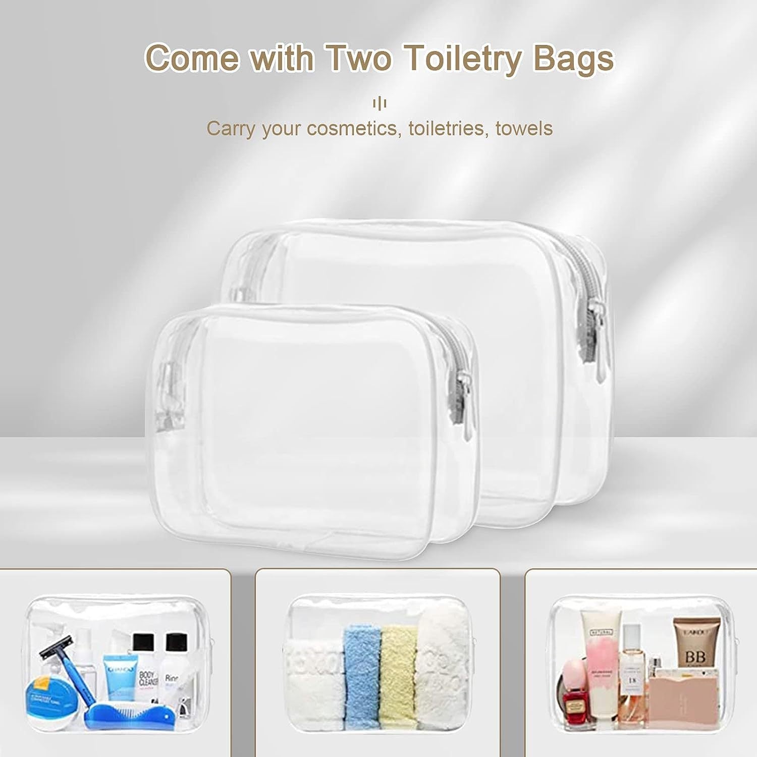 travel backpack with clear toiletry organizer bags for cosmetics and toiletries