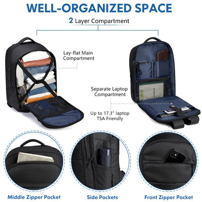 travel backpack with laptop compartment and organized multi pocket storage