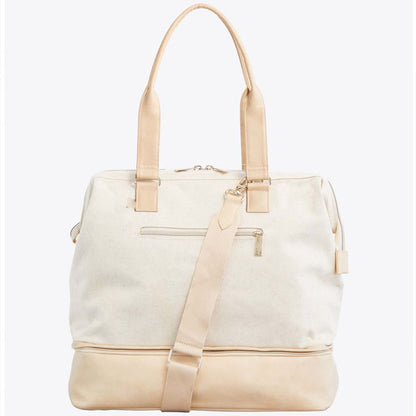 creamy white women canvas travel bag,custom,front