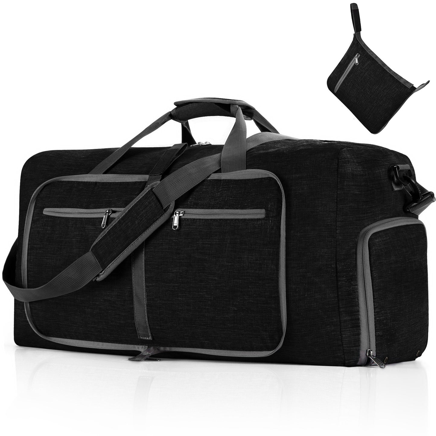 ant black nylon foldabletravel duffel bag,custom,front