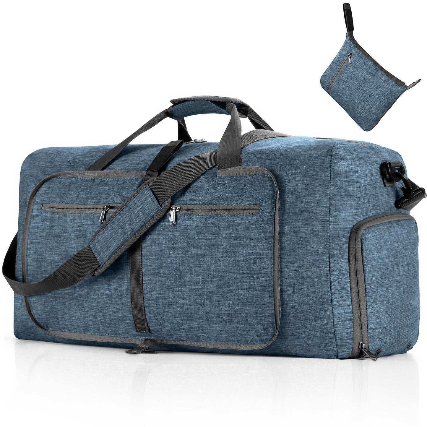 ant blue nylon foldabletravel duffel bag,custom,front