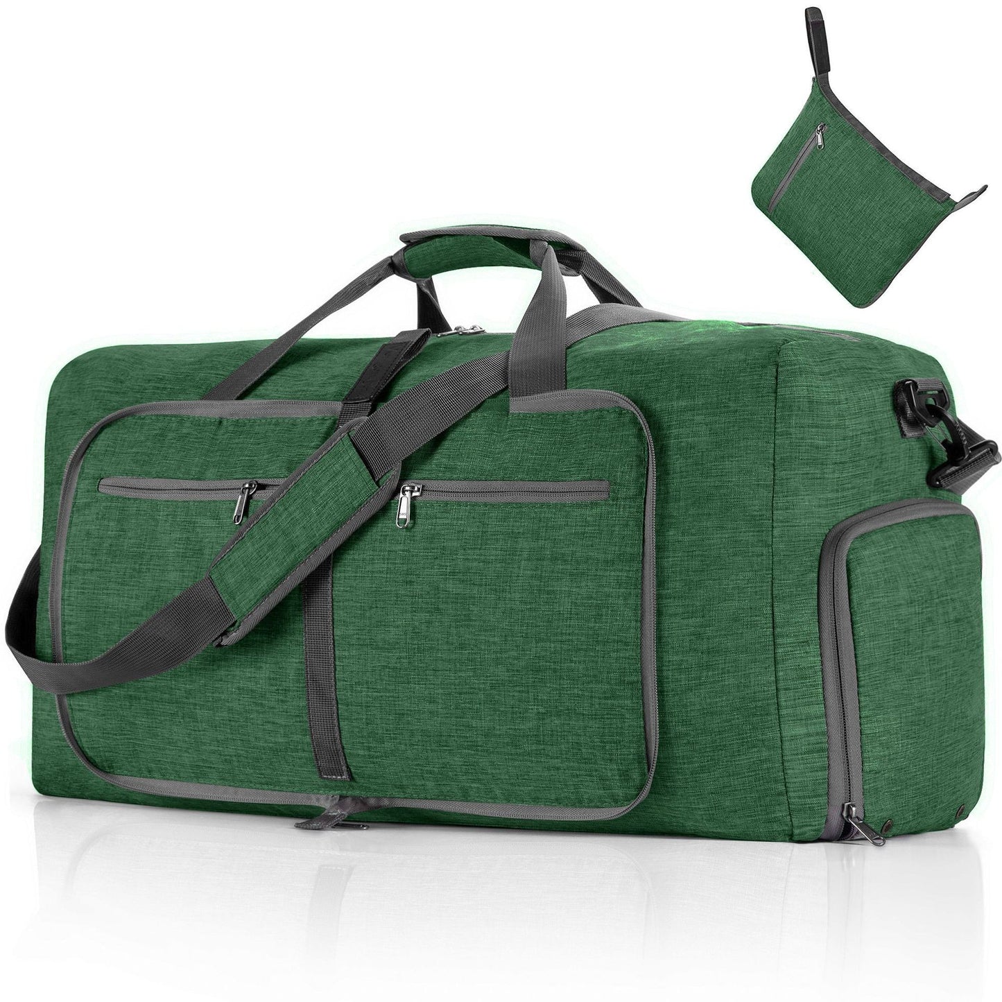 ant dark green nylon foldabletravel duffel bag,custom,front