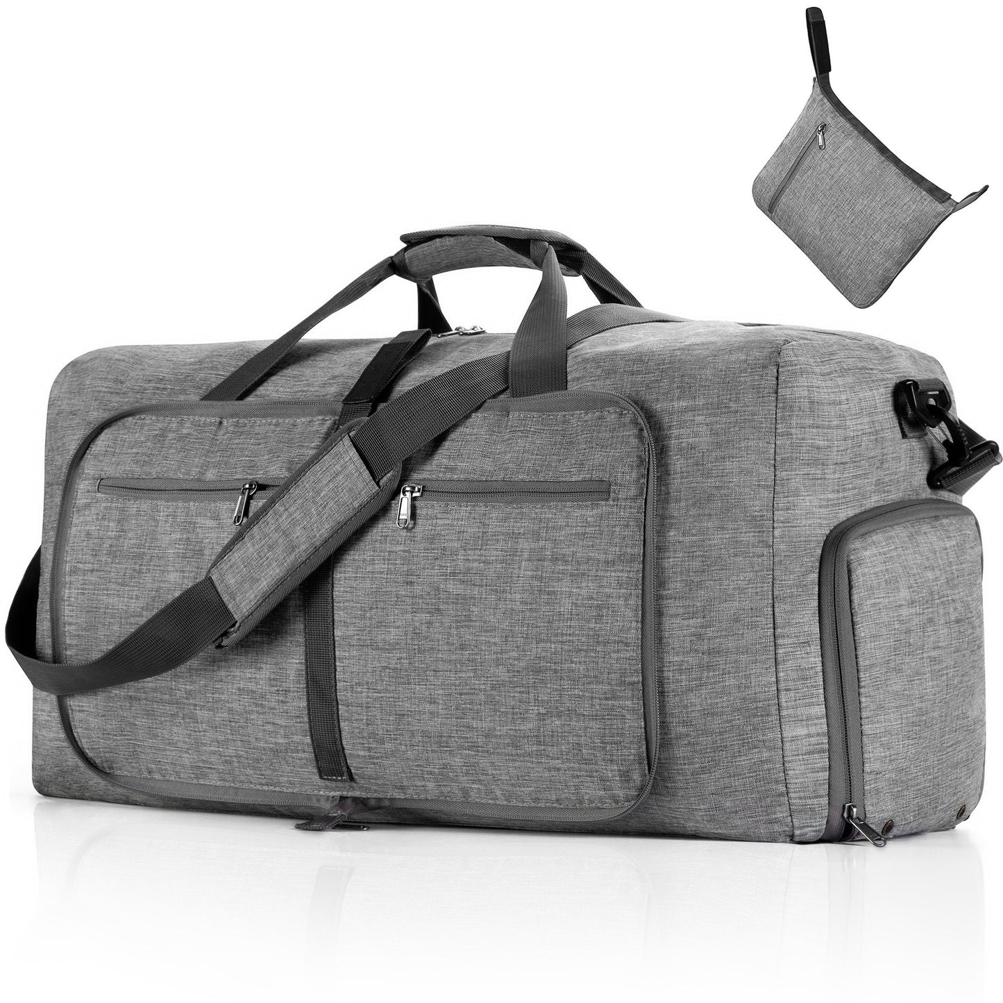 ant gray nylon foldabletravel duffel bag,custom,front