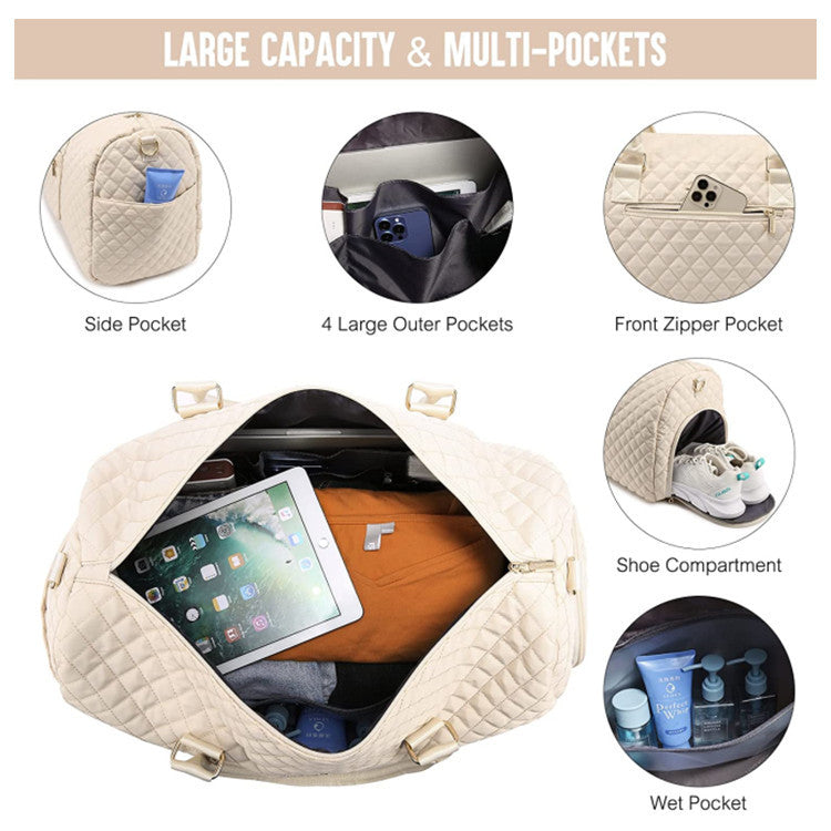 beige waterproof travel duffel bag,custom,detail
